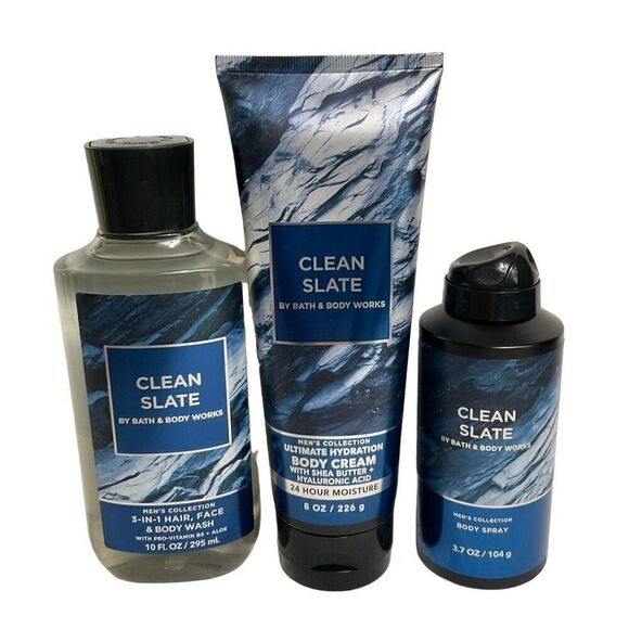 Bath and Body Works Men’s CLEAN SLATE 3 Piece Set - Picture 1 of 5
